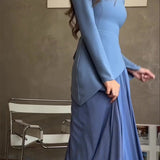 Plataz And Winter New Fashion Round Neck French Design Feeling 100 Fold Dress