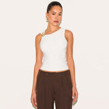 Plataz Women's Summer New Sexy Simple Solid Color Tightness Side Long Vest Woman DJPT