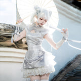 Plataz Teased Original Silver Moon Lolita Female Lolita Apron Trouser Dress Everyday Cute Set 7126