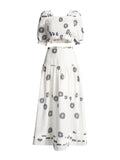 Plataz Retro Resort Style Two Sets Of 2025 Summer New Square Collar Bubble Sleeve Top High Waist Half-Dress Suit Woman