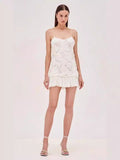 Plataz Dress Holiday Style Fresh Sweet Three-Dimensional Rose Splicing Chiffon Sling Dress Skirt