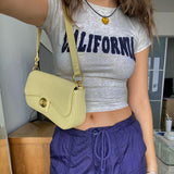 Plataz Women's Clothing 2025 Summer New Round Neck Short-Sleeved Letter Print Short-Sized Hottie Top DJPT