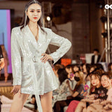 Plataz Red High-End Dinner Party Queen Fan Children Suit Super Flashy Eye-Catching Street High-End Coat Woman