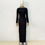 Plataz Fashion Diamond-Studded Nail-Peared Long-Sleeved Banded Dress Sexy Dew Party Party Dress Dress