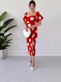 Plataz Fashion Wave Point Sexy Back Horn Sleeve Dress In Summer 2024