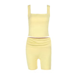 Plataz Square Collar Sling Short Suit 2025 Summer New Casual Women's Fashion DJPT