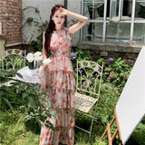 Plataz Tourism Wearing Bare Back Seaside Holiday Dress Bohemia Long Dress Hanging Neck Super Fairy Dress Women's Beach Dress