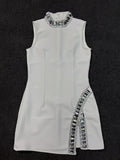 Plataz New Summer Sleeveless Hem V Drill High-Neck Sexy Tight-Bstice Ass Dress Famous Dinner Party Bandage Dress