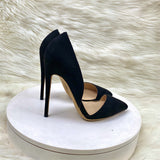 Plataz Black Velvet High Heel Shoes 12CM Tip Finger Fine And Shallow Professional Women's Shoes High Quality Shoes