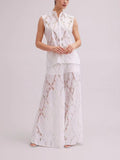 Plataz Literary And Art Casual Style Suit 2025 Spring New Collar Embroidered Sleeveless Shirt Trousers Two Sets Of Women