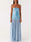 Plataz Personality Embroidery Beads Spliced Braided Dress Woman 2025 Summer New Open-Back Open Fork Waist Dress HZ0628