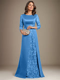 Plataz Scoop Floor-Length Lace Satin Mother Of the Bride Dress With HZ1007