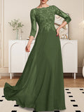 Plataz Scoop Floor-Length Lace Chiffon Mother of the Bride Dress With HZ1007