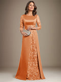 Plataz Scoop Floor-Length Lace Satin Mother Of the Bride Dress With HZ1007