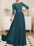 Plataz Scoop Floor-Length Lace Chiffon Mother of the Bride Dress With HZ1007