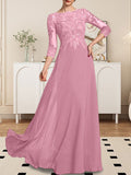 Plataz Scoop Floor-Length Lace Chiffon Mother of the Bride Dress With HZ1007