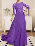 Plataz Scoop Floor-Length Lace Chiffon Mother of the Bride Dress With HZ1007