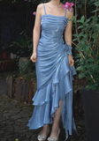 Elegant Chiffon Prom Dress Sheath Evening Gown Party Dress Spaghetti Strap Formal Dress HZ1024