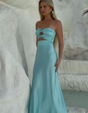 Elegant Aqua Sweetheart Prom Dress Sheath Strapless Evening Gown Party Dress Long Formal Dress HZ1024