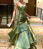 Elegant Satin Sweetheart Prom Dress Mermaid Spaghetti Strap Evening Gown Party Dress Long Formal Dress HZ1024