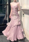 Elegant Satin Sweetheart Prom Dress Mermaid Spaghetti Strap Evening Gown Party Dress Long Formal Dress HZ1024