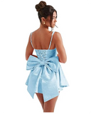 Vintage A-Line Bowknot Homecoming Dress Satin Party Dress Short Cocktail Dress HZ1024