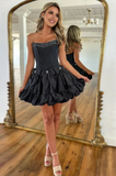 Vintage Beaded A-Line Homecoming Dress Strapless Party Dress Short Cocktail Dress HZ1024