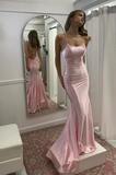 Elegant Satin Sheath Prom Dress Spaghetti Strap Evening Gown Party Dress Long Formal Dress HZ1024