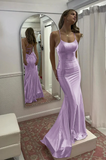 Elegant Satin Sheath Prom Dress Spaghetti Strap Evening Gown Party Dress Long Formal Dress HZ1024