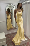 Elegant Satin Sheath Prom Dress Spaghetti Strap Evening Gown Party Dress Long Formal Dress HZ1024