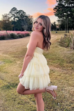 Vintage Tiered Strapless Homecoming Dress Party Dress Short Cocktail Dress HZ1024