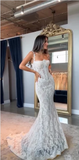 Elegant White Lace Spaghetti Strap Mermaid Trailing Long Wedding Dress HZ1024