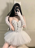 Gothic Lace Spaghetti Strap A-Line Sweetheart Short Lace-up Halloween Costume HZ1024