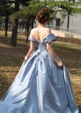 Gorgeous 3D Flowers Sweet 16 Quinceanera A-Line Off-the-shoulder Satin Evening Dress Ball Gown HZ1024