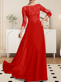 Plataz Scoop Floor-Length Lace Chiffon Mother of the Bride Dress With HZ1007