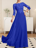 Plataz Scoop Floor-Length Lace Chiffon Mother of the Bride Dress With HZ1007