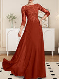 Plataz Scoop Floor-Length Lace Chiffon Mother of the Bride Dress With HZ1007
