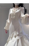 Plataz Mermaid V Neckline Long Sleeves White Women's Beach Dress Vacation Dresses Birthday Dress SD1226 HZ0628