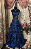Plataz Style Ball Gown Sweetheart Prom Dresses Long Evening Gown Navy Blue Formal Party Dress SD1296 HZ0628