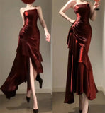 Plataz Sheath Spaghetti Straps Burgundy Holiday Dress Birthday Dresses Birthday Outfit SD1300 HZ0628