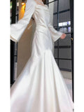 Plataz Mermaid Long Sleeves Ankle Length White Prom Dresses Party Dress SD1318 HZ0628