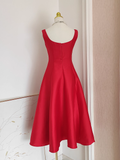 Plataz A line Straps Red Vacation Dress Satin Women Summer Dresses SD131 HZ0628