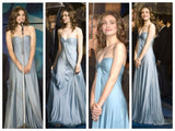 Plataz A-Line Sweetheart Blue Satin Long Prom Dresses Formal Evening Dress SD1390 HZ0628