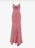 Plataz Sheath Spaghetti Straps Pink Chiffon Long Party Dress Prom Dresses SD1400 HZ0628