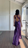 Plataz purple satin and floor length prom dresses evening gown SD1406 HZ0628