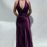 Plataz purple satin and floor length prom dresses evening gown SD1406 HZ0628