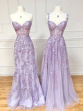 Plataz Mermaid Sleeveless Lace Lilac Evening Prom Dresses Long Prom Dresses SD1420 HZ0628