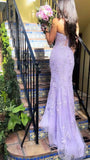 Plataz Mermaid Sleeveless Lace Lilac Evening Prom Dresses Long Prom Dresses SD1420 HZ0628