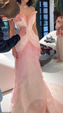 Plataz Sheath Sweetheart Floral Pink Tulle Sleeveless Evening Prom Dresses SD1425 HZ0628