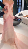 Plataz Sheath Sweetheart Floral Pink Tulle Sleeveless Evening Prom Dresses SD1425 HZ0628